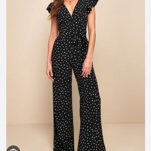 Lulu's Black and White Patterned Jumpsuit